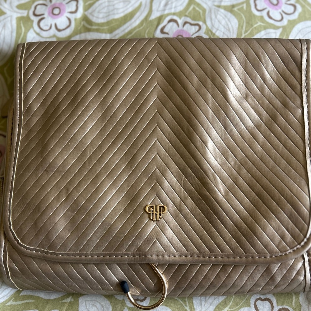 PurseN Metallic Gold Organizer Pouch with Striped Window